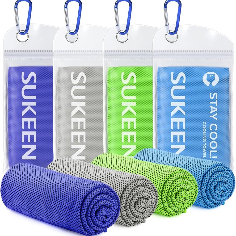 Sukeen [4 Pack] Cooling Towel (40"x12"),Ice Towel,Soft Breathable Chilly Towel,M